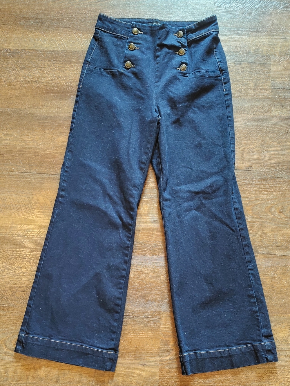 autres filles Women's 10 Dark Denim Wide Leg 6 Button Front‎ Jeans